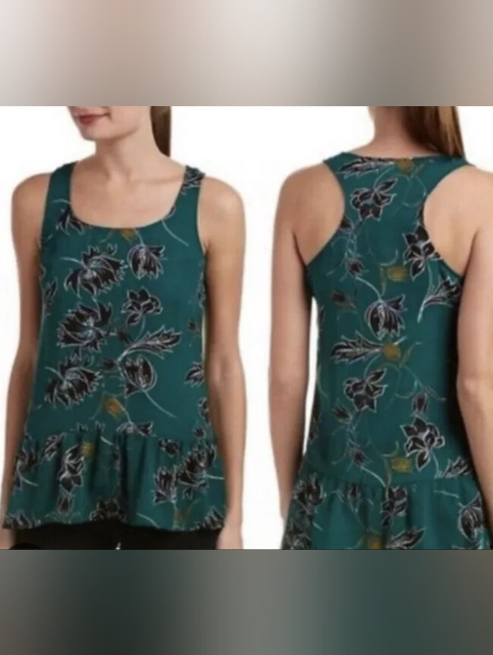 CAbi Teal Floral Racerback Tank